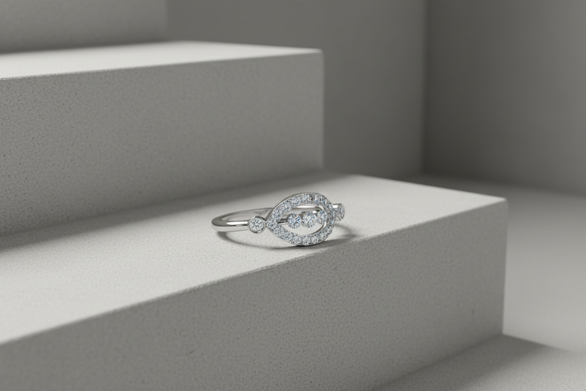 Marquise Cluster Silver Ring