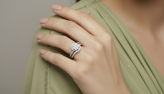 Genuine Diamond Halo Engagement Ring