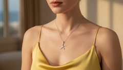 Ocean-Inspired Diamond Starfish Pendant