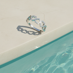 Sweetheart Accent Five-Heart Silver RIng