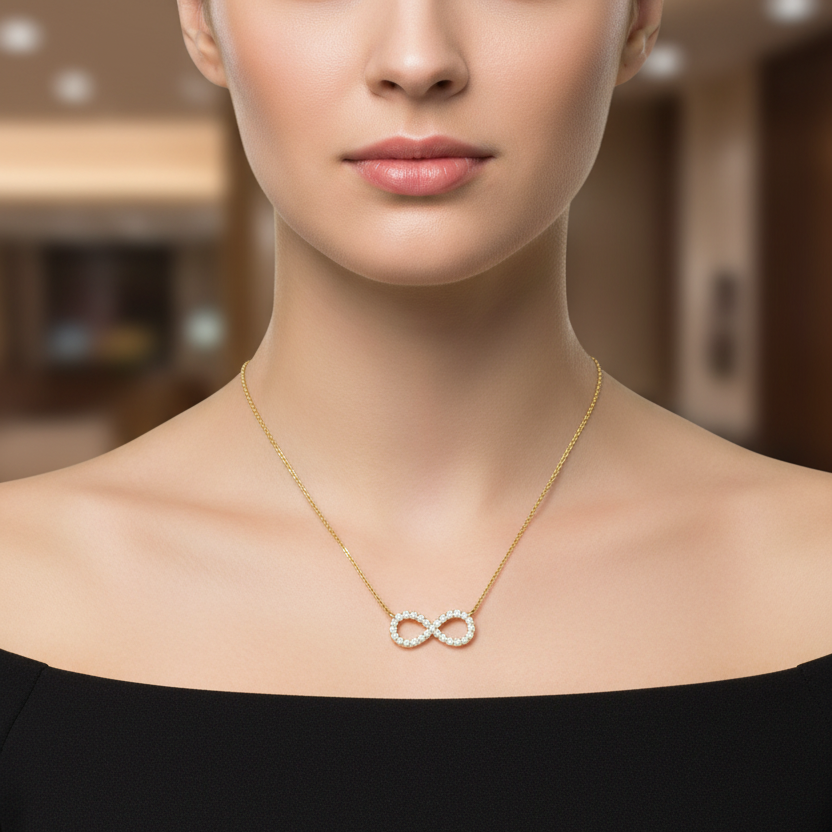 Infinity Diamond Love Necklace With Chain