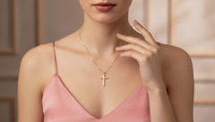 Dainty Diamond Station Cross Pendant