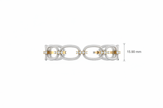 Two-Tone Gold Rope Link Diamond Bracelet