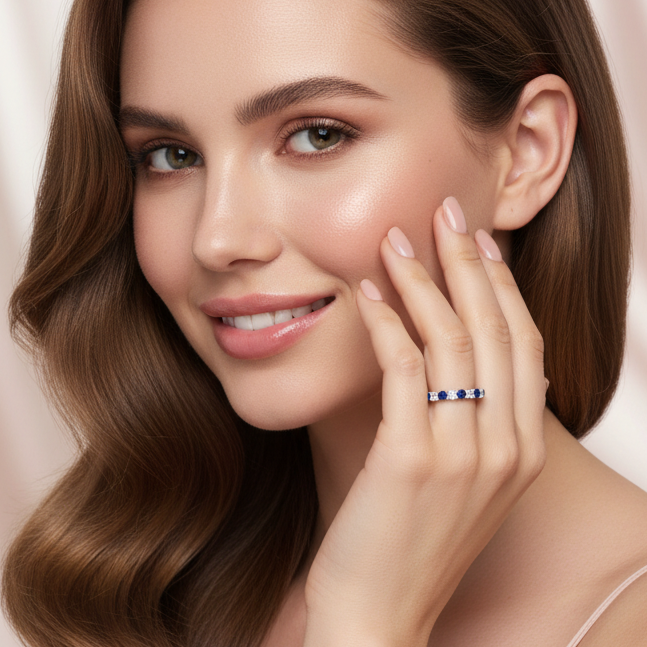 Sapphire With Diamond Ten Stone