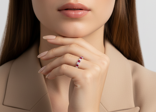 Ruby With Diamond Ten Stone