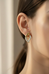 Diamond Illusion Cluster Stud Earrings - Square Double Halo