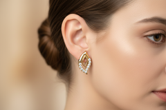 Diamond Illusion Cluster Stud Earrings - Square Double Halo