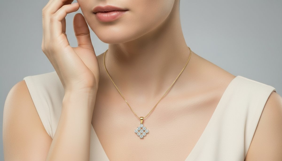 The Brilliant Diamond Pave Square Pendant