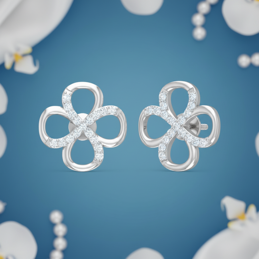 Open Clover Diamond Stud Earrings