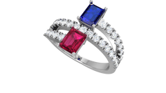 Dual Ruby And Sapphire Silver Rings
