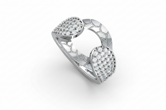 Textured Double Pear Shaped Silver Ring