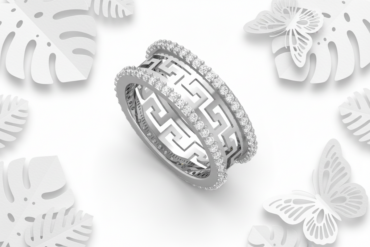 The Meander Modern Silver Ring