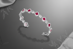 Ruby and Diamond Floral Link Bracelet