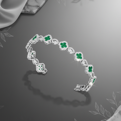 Emerald and Diamond Floral Link Bracelet