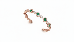 Emerald and Gold & Diamond Clover Bracelet