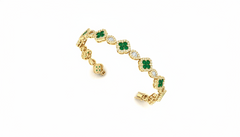 Emerald and Gold & Diamond Clover Bracelet