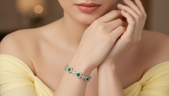 Emerald and Gold & Diamond Clover Bracelet