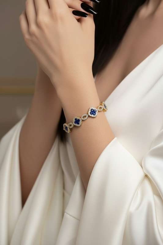 Sapphire and Diamond Floral Link Bracelet