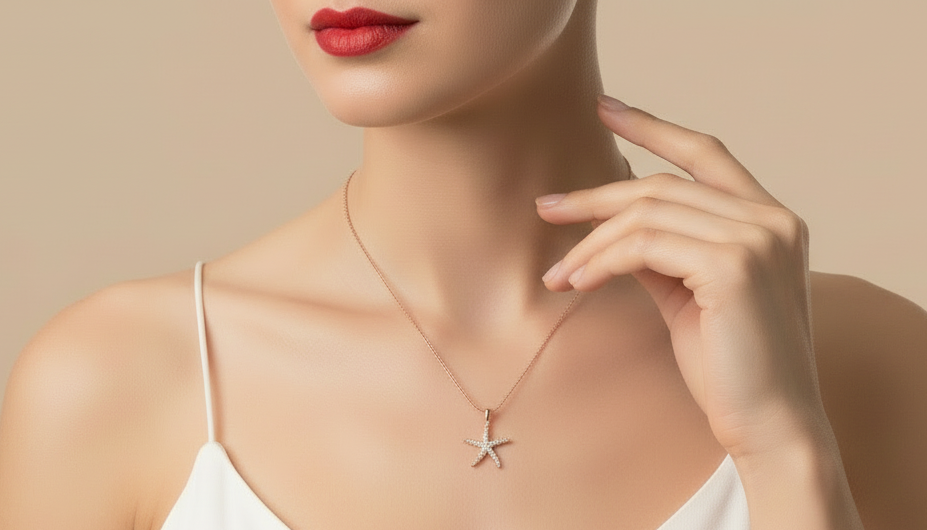 Diamond Starfish Pendant