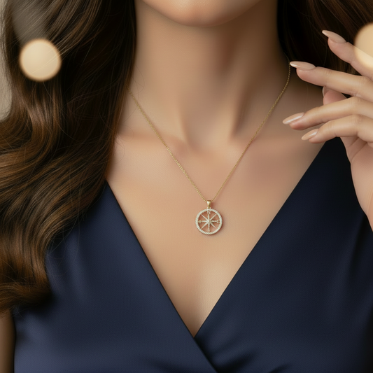 The Compass Diamond Gold Pendant
