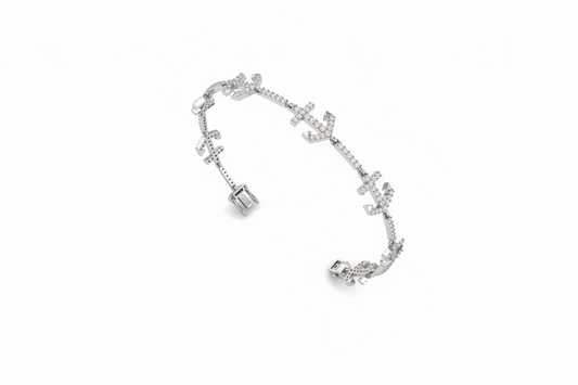 Gold and Diamond Anchor Link Bracelet