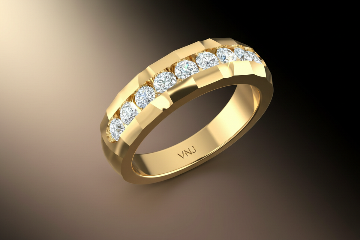 Round Diamond Channel Band Ring