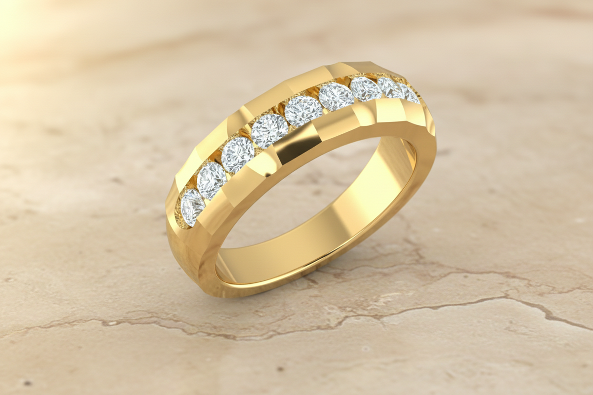 Modern Channel Set Diamond Anniversary Band Ring