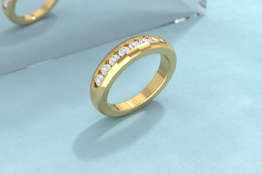 Beveled Edge Channel Set Diamond Ring
