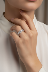 Baguette and Round Diamond Channel Set Wedding Band Ring