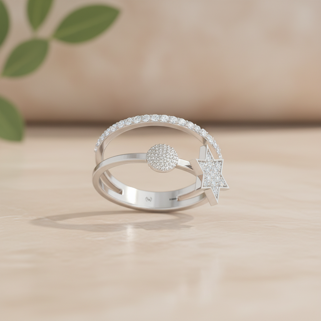 Split Shank Star Silver Ring