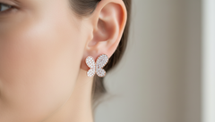 Classic Gold Butterfly Diamond Stud Earrings