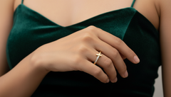 Gold Diamond T-Bar Ring