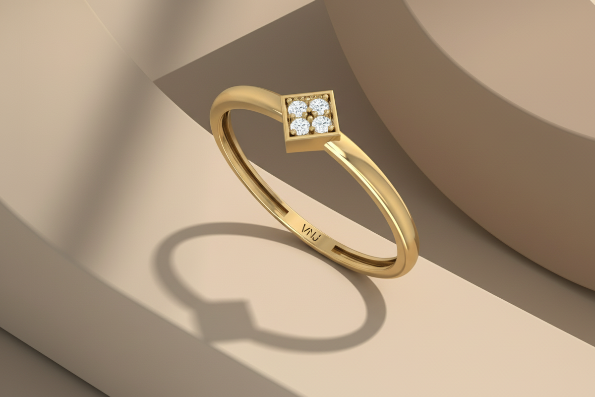 Square Diamond Cluster Ring