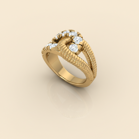 Rope Crossover Diamond Ring