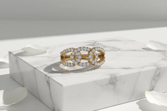 Modern Bypass Loop Design Diamond Statement Ring
