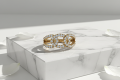 Modern Bypass Loop Design Diamond Statement Ring