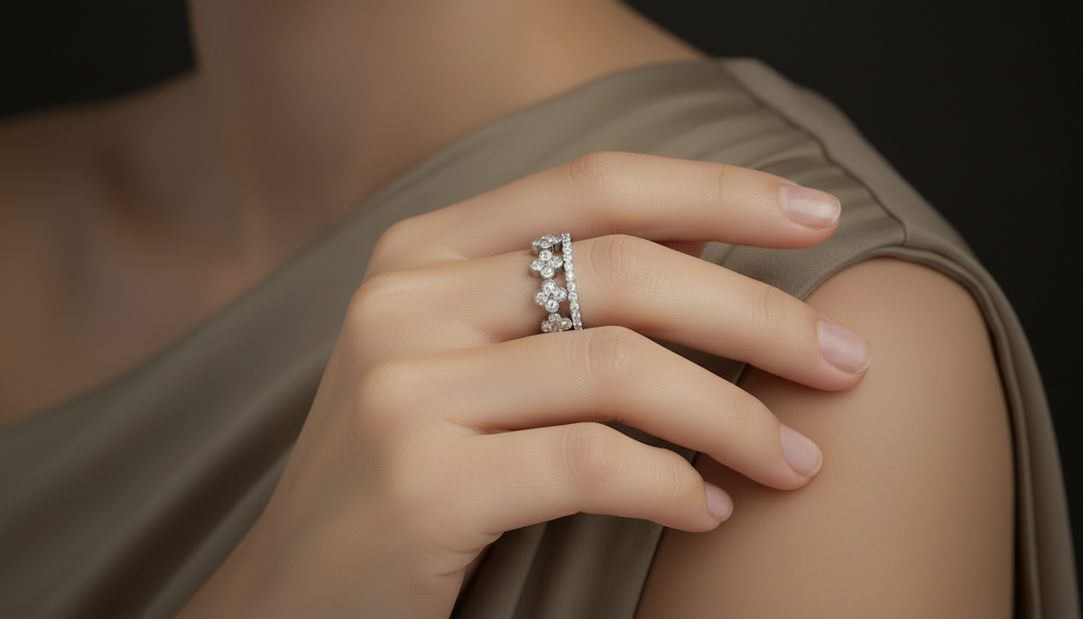 Floral Cluster Diamond Band Ring