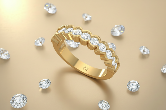 Classic Round Diamond Scallop Band