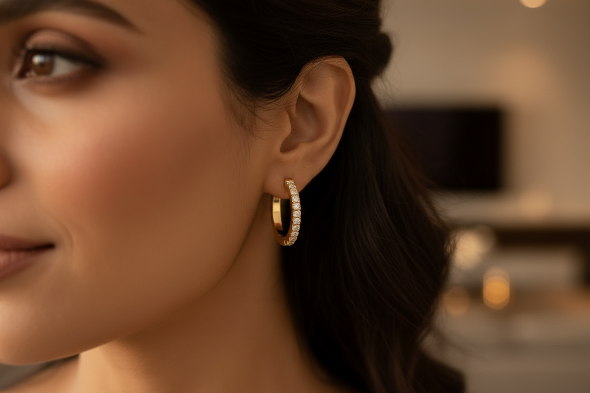 Dainty Diamond Huggie Earrings for Women