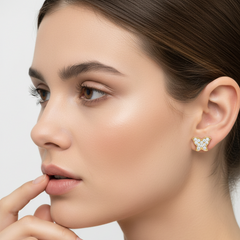 Twilight Butterfly Gold & Diamond Stud Earrings