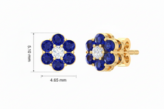 Natural Sapphire Floral Pattern Stud Earrings