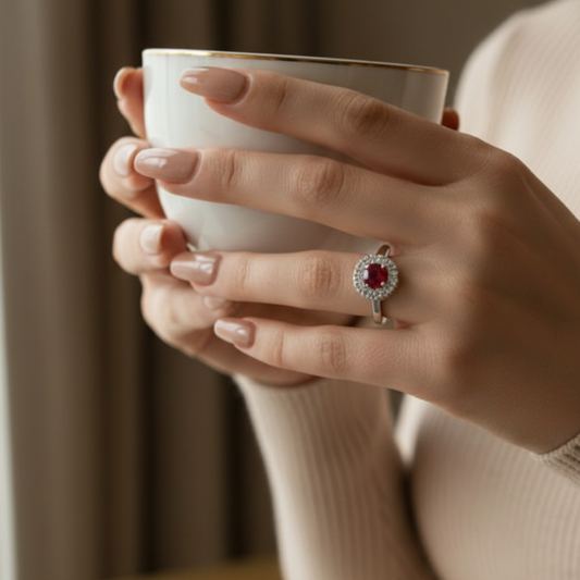 Round Ruby With Diamond