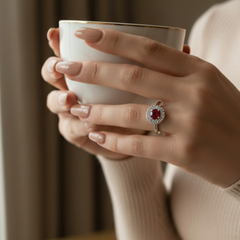 Round Ruby With Diamond