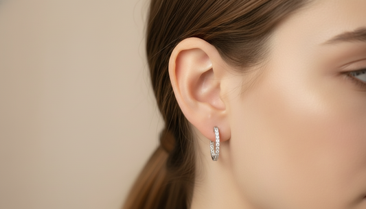 Classic Shared Prong Inside Out Diamond Hoops Earring