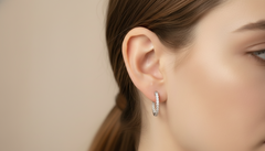 Classic Shared Prong Inside Out Diamond Hoops Earring