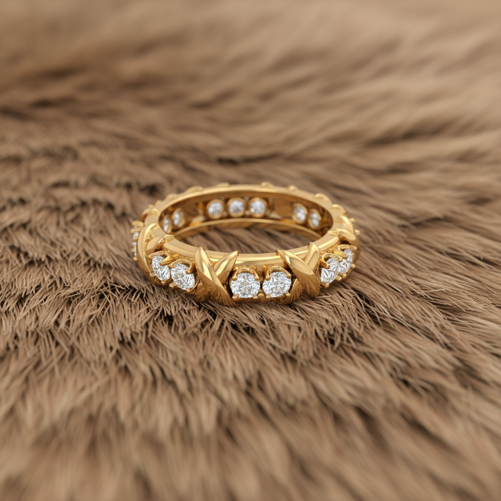 Two-Tone "X" Diamond Eternity Ring