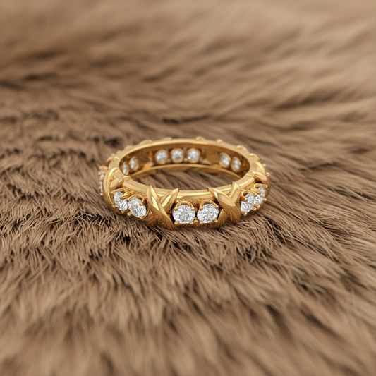 Two-Tone "X" Diamond Eternity Ring
