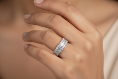 Gold Alternating Baguette & Round Diamond Eternity Ring