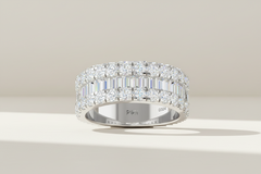 Gold Alternating Baguette & Round Diamond Eternity Ring