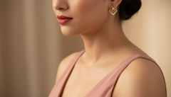 Modern Interlocking Square Gold & Lab Diamond Studs Earring